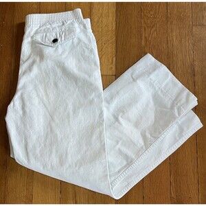 Vintage Badge Men’s White Elastic Waist Heavy Cotton Trouser Pants Size 30”x35”